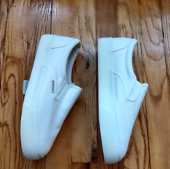 Superga 2306 Cotu Sneakers Slip On White Canvas Fabric Logo Platform 10 - Picture 12 of 16